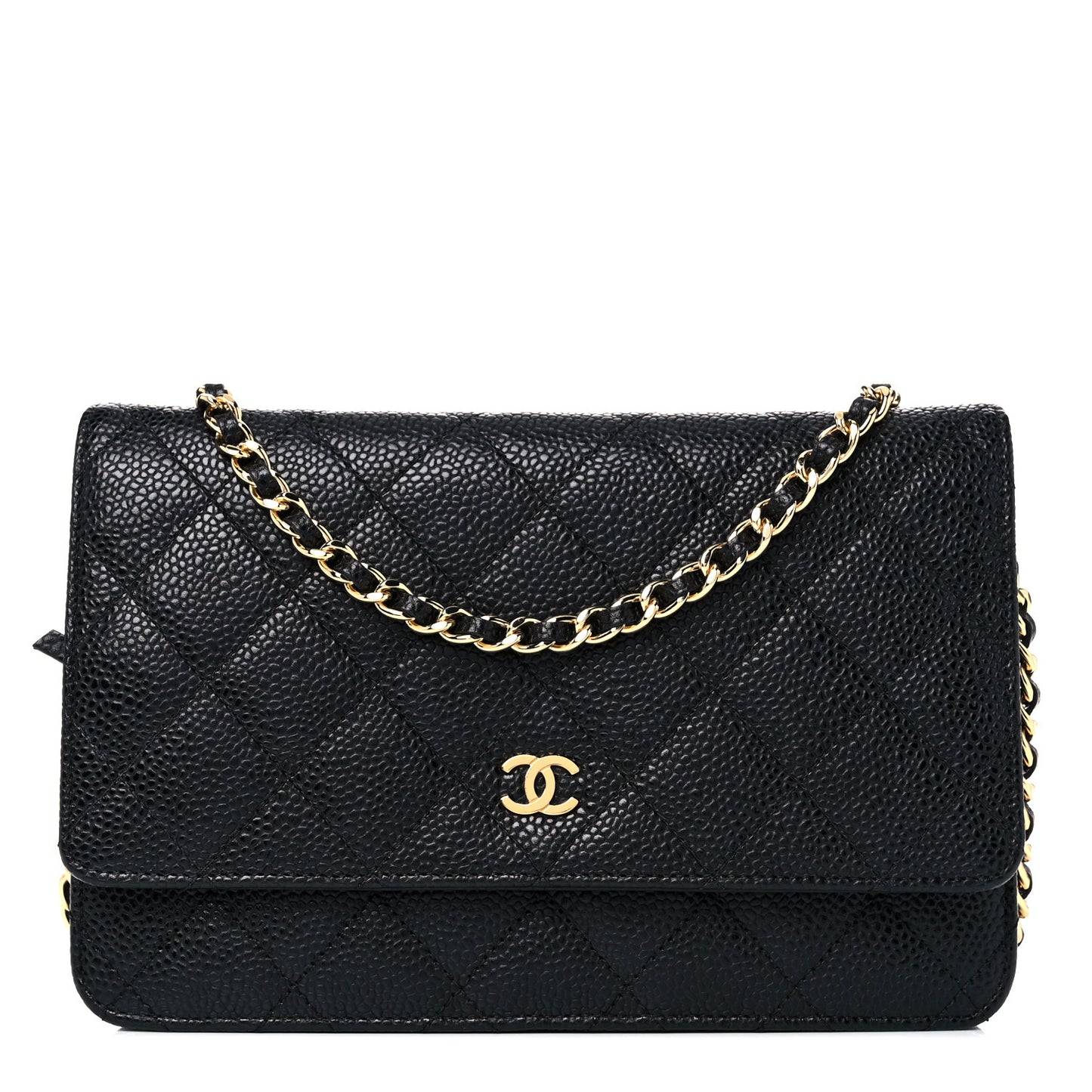 Caviar Quilted Wallet On Chain WOC Black