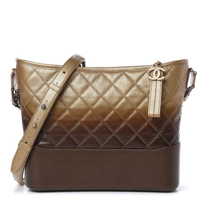 Chanel Metallic Goatskin Quilted Medium Gabrielle Hobo Dark Gold Bronze 1 of 11