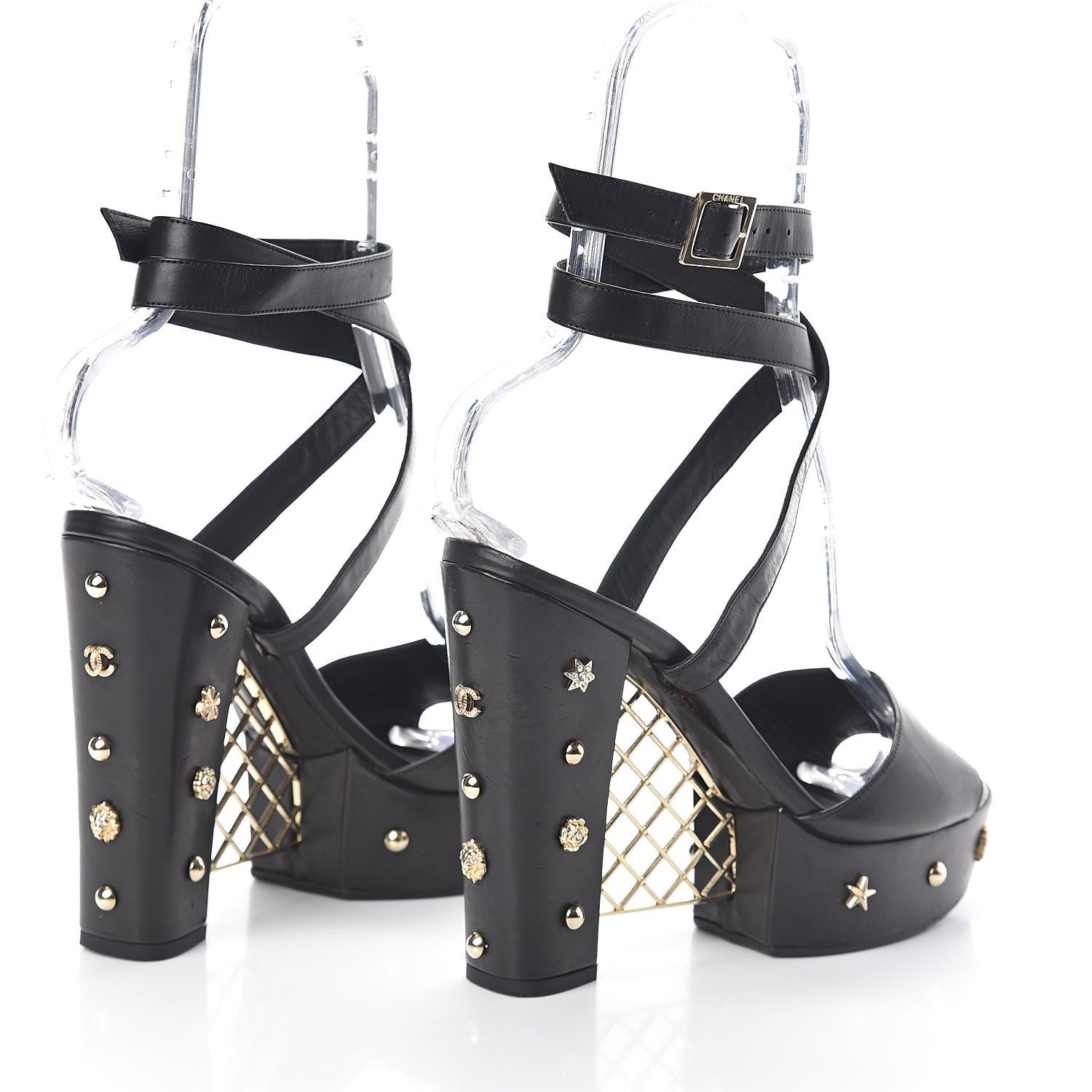 Chanel Calfskin Studded Platform Pumps 40 Black 3 of 10
