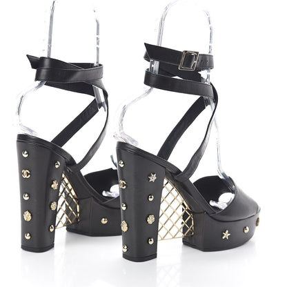 Chanel Calfskin Studded Platform Pumps 40 Black 3 of 10