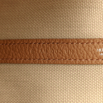 Hermes Toile Militaire Vache Country Garden Party 30 TPM Tote Beton Biscuit 7 of 10