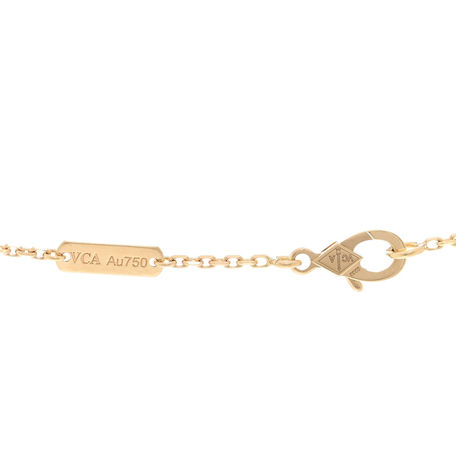 Van Cleef & Arpels 18K Yellow Gold Tiger Eye Vintage Alhambra Pendant Necklace 4 of 4
