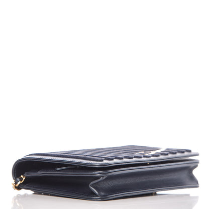 Chanel Lambskin Velvet Striped Wallet On Chain WOC Blue 4 of 9