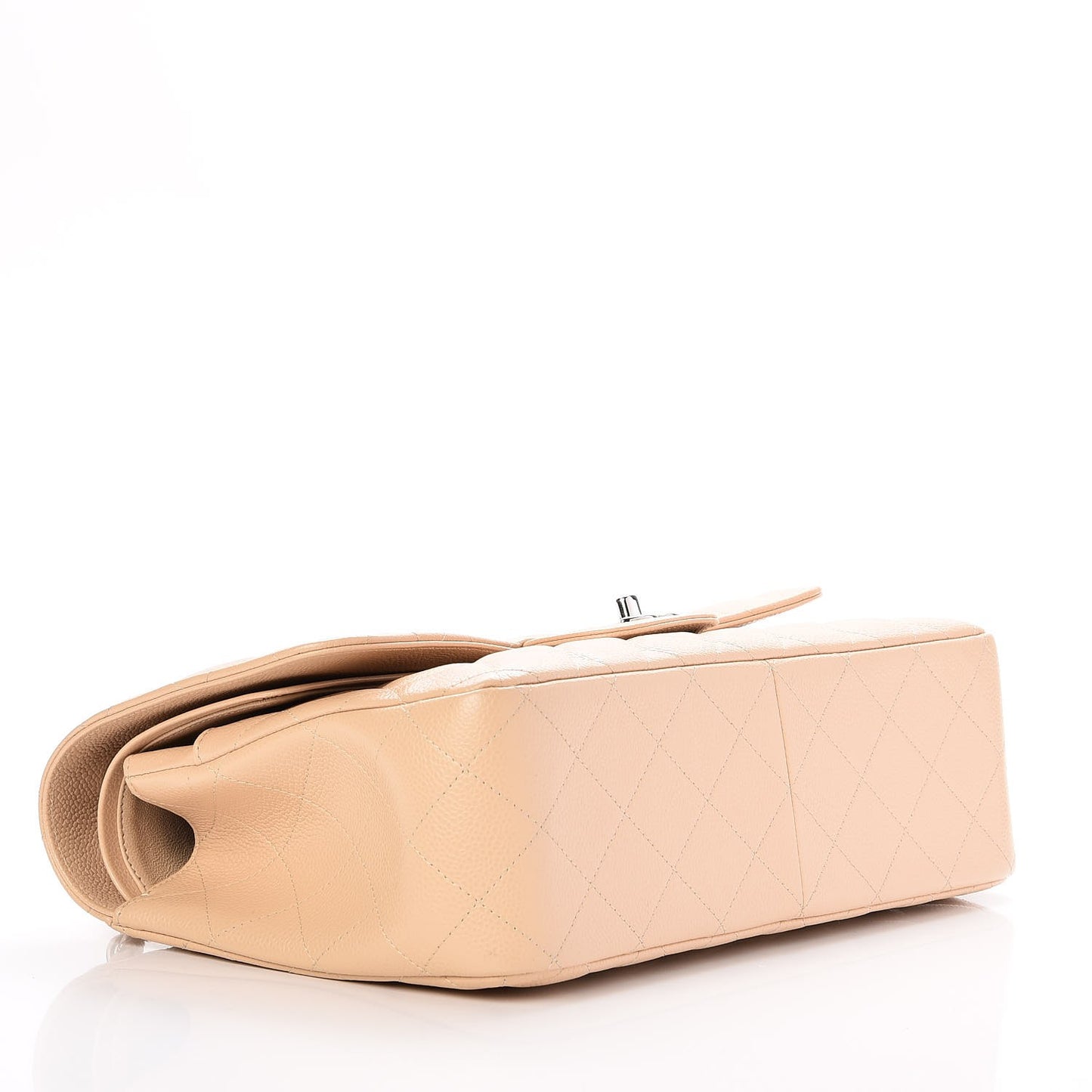 Caviar Quilted Jumbo Double Flap Beige Clair