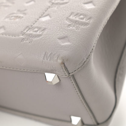 MCM Calfskin Ottomar Monogram Sarah Convertible Hobo Dove 11 of 15