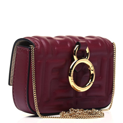Fendi Nappa Matisse FF Embossed Nano Baguette Charm Barolo 2 of 7