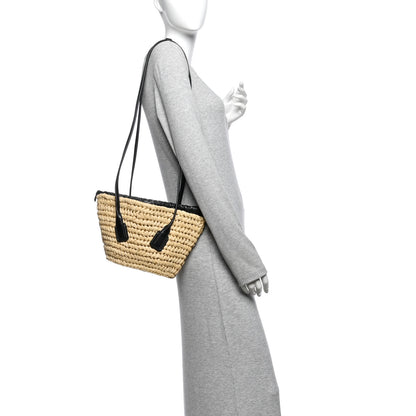 Bottega Veneta Raffia Calfskin Small Arco Basket Black 2 of 9