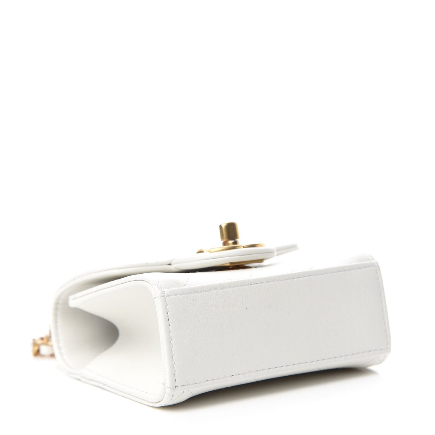 Goatskin Chic Pearls Clutch On Chain White