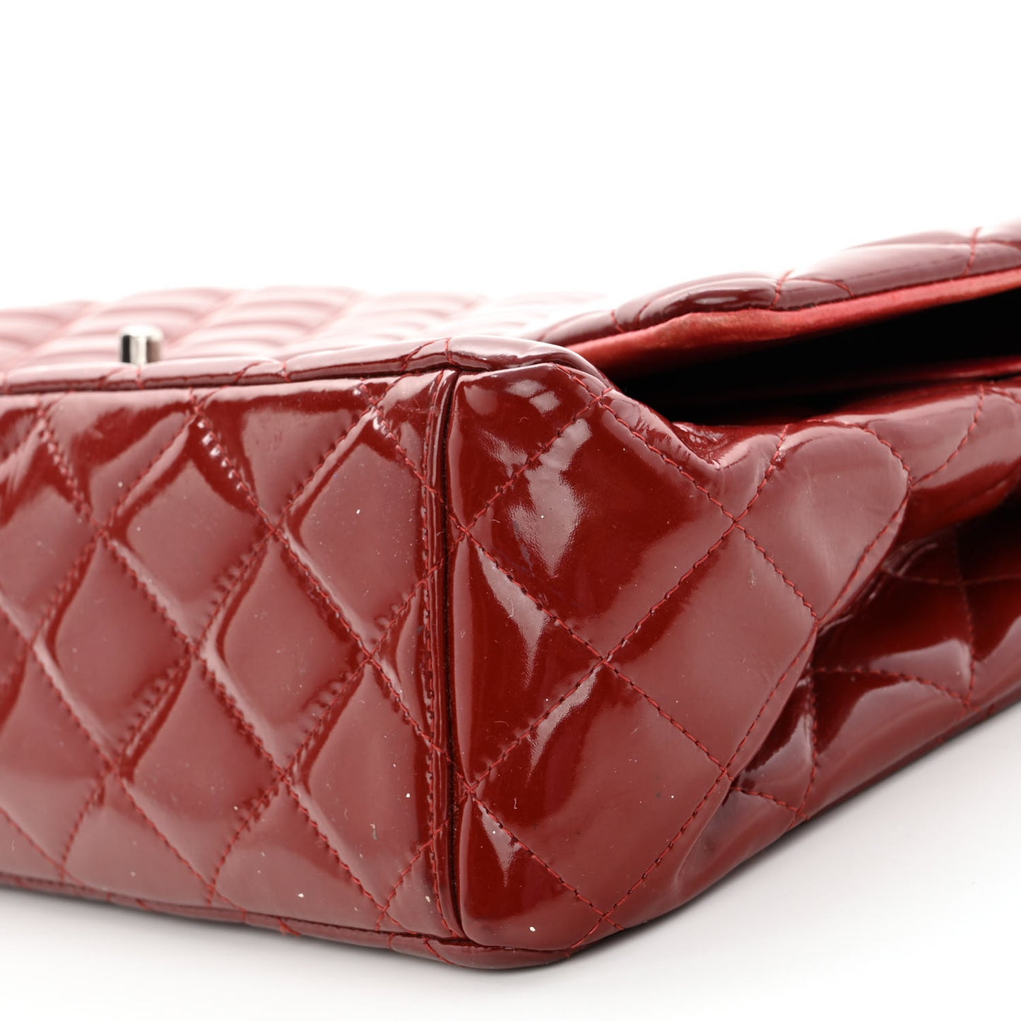 Patent Quilted Maxi Double Flap Red