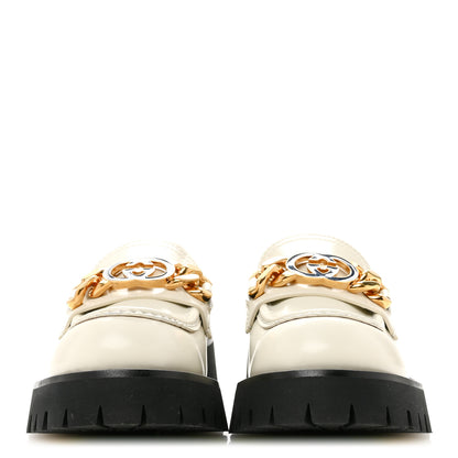 Gucci Cordovan Lux Womens Jeanne Platform Lug Sole 30/45mm Loafers 38.5 White 3 of 10