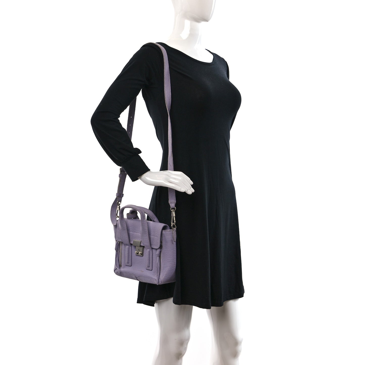 Textured Calfskin Mini Pashli Satchel Lilac