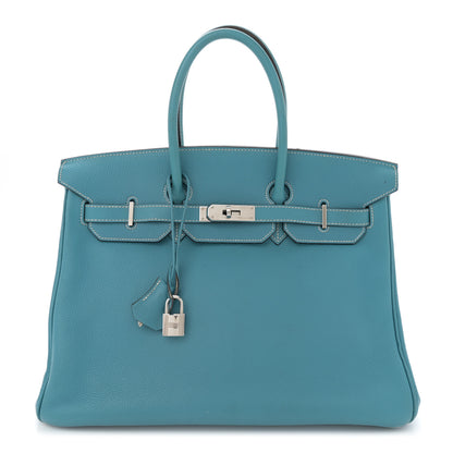Hermes Taurillon Clemence Birkin 35 Blue Jean 1 of 20