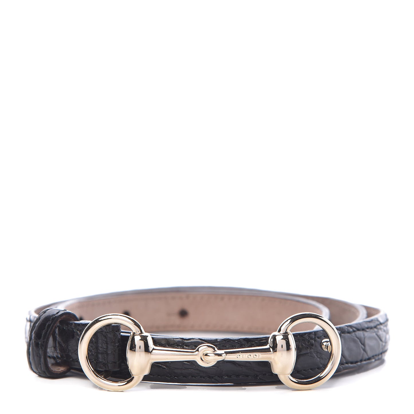 Calfskin Horsebit Skinny Belt 90 36 Black