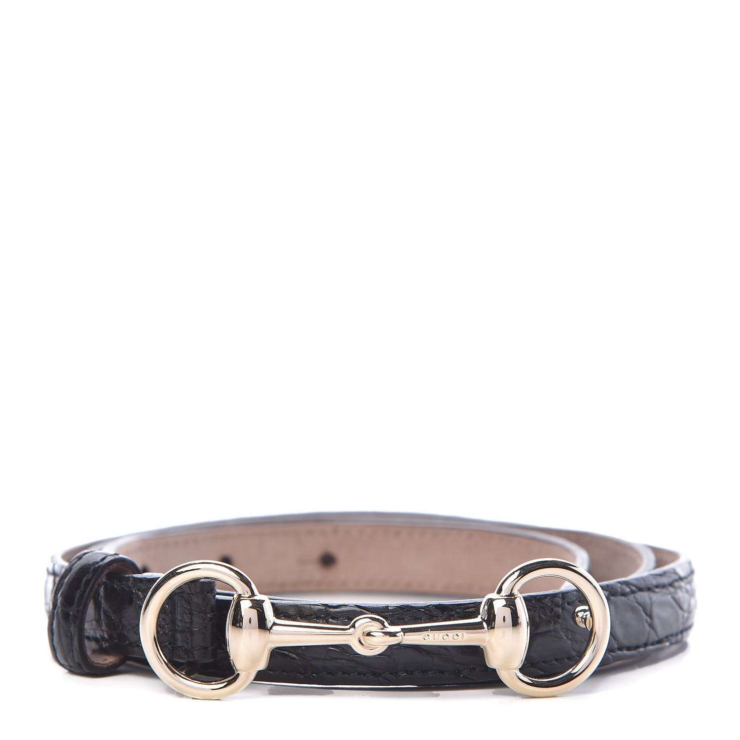 Gucci Calfskin Horsebit Skinny Belt 90 36 Black 1 of 8