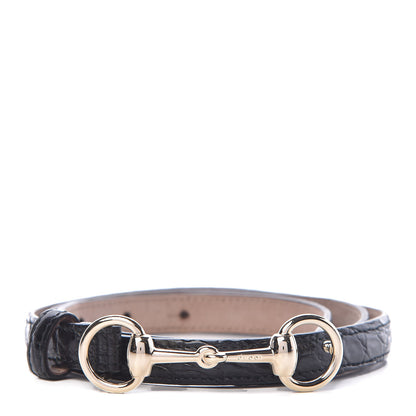 Gucci Calfskin Horsebit Skinny Belt 90 36 Black 1 of 8