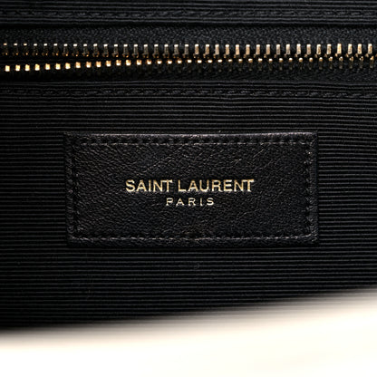 Saint Laurent Grain De Poudre Matelasse Chevron Large Monogram Satchel White 6 of 17