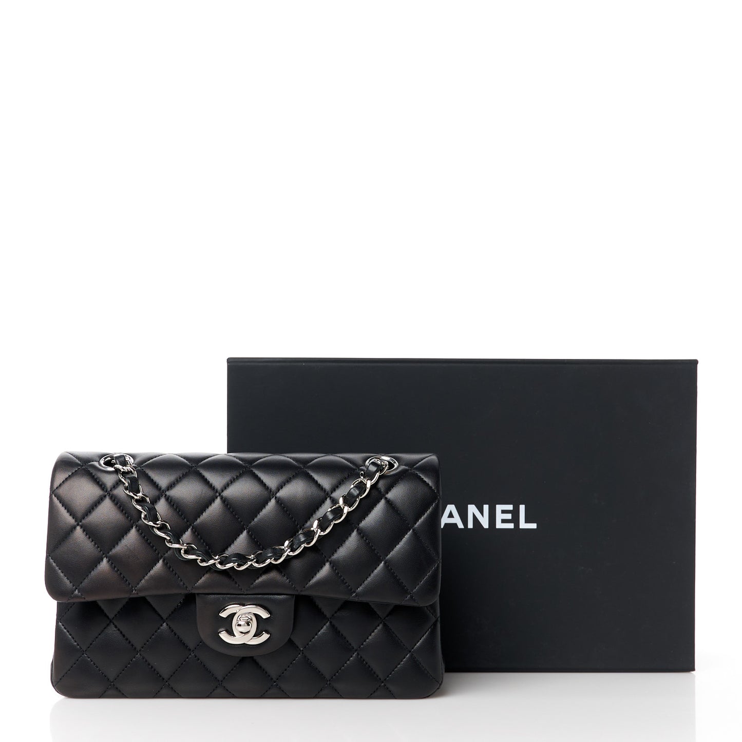 Lambskin Quilted Small Double Flap Black