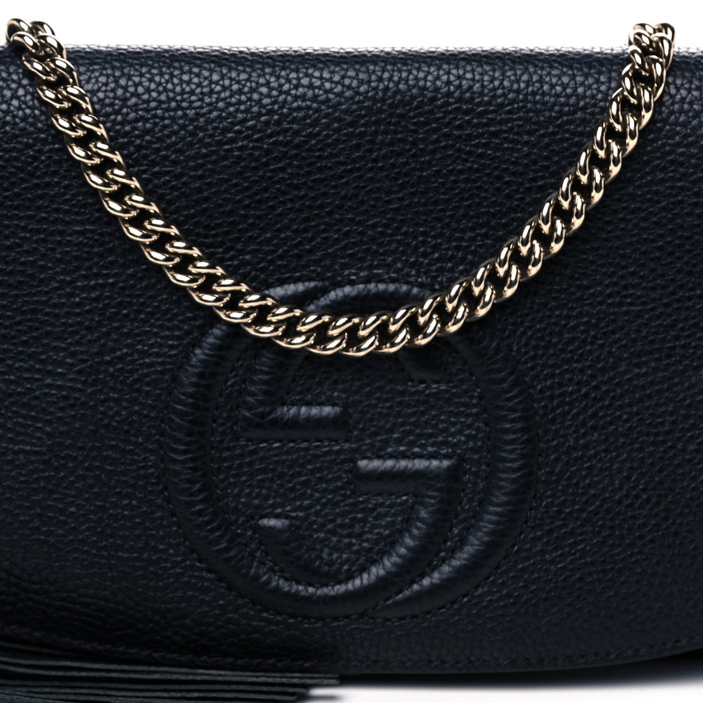 Pebbled Calfskin Medium Soho Flap Crossbody Black