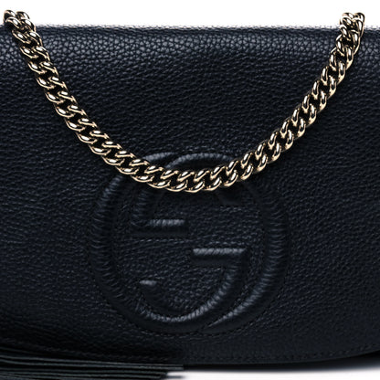 Gucci Pebbled Calfskin Medium Soho Flap Crossbody Black 8 of 13