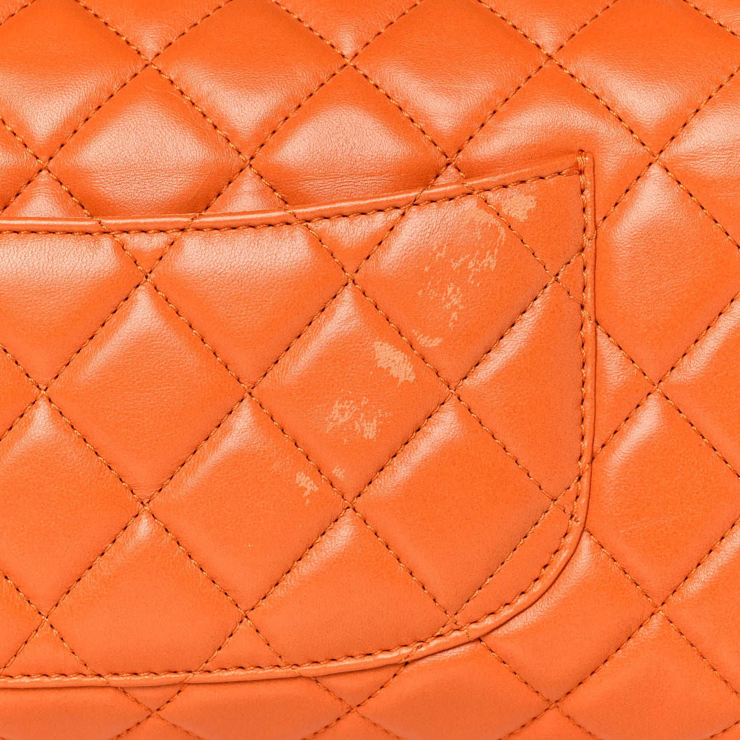 Lambskin Quilted Jumbo Grocery By Chanel Drawstring Shopping Bag Orange