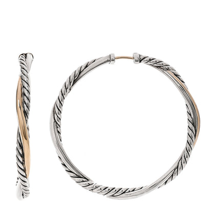 David Yurman Sterling Silver 14K Yellow Gold 42mm Infinity Hoop Earrings 1 of 5