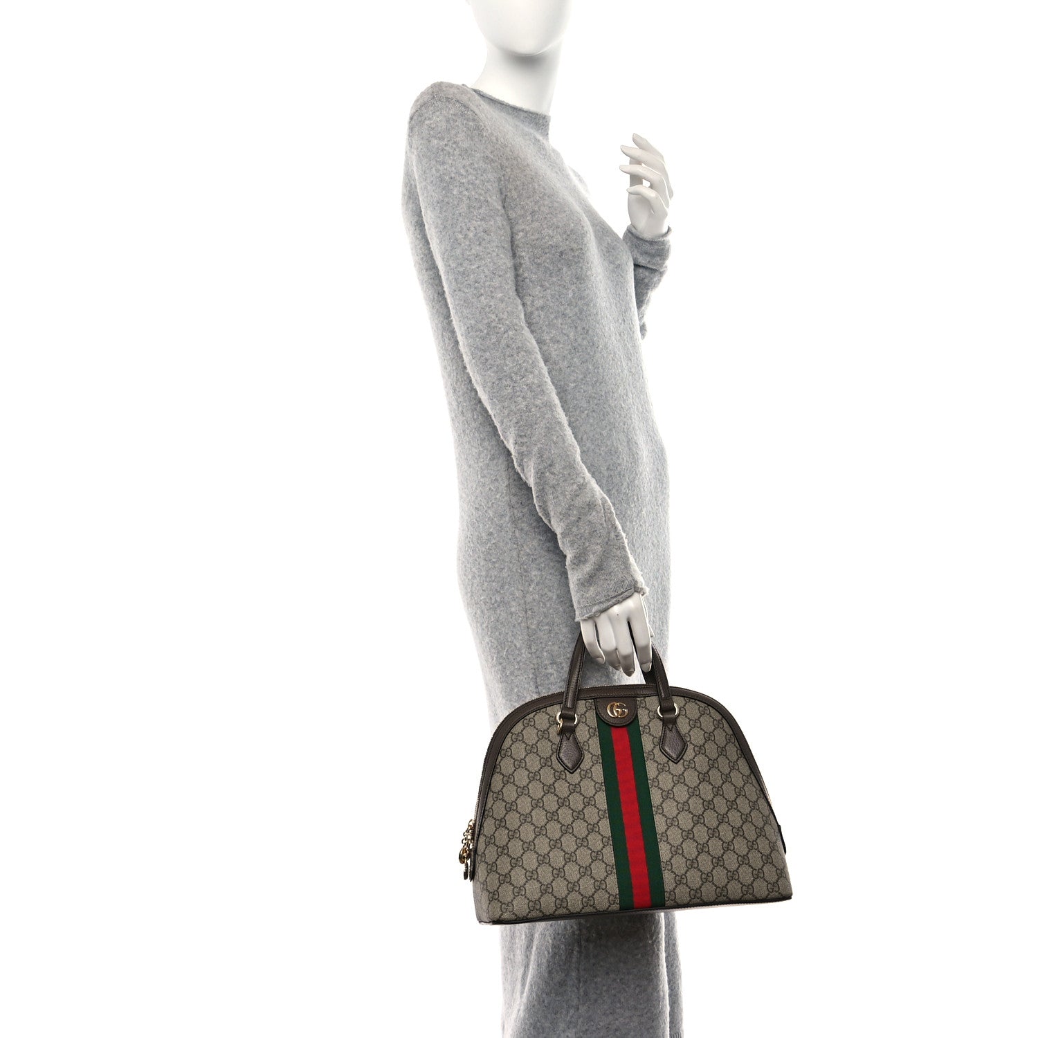 Gucci GG Supreme Monogram Web Medium Ophidia Top Handle Dome Bag Brown 2 of 12