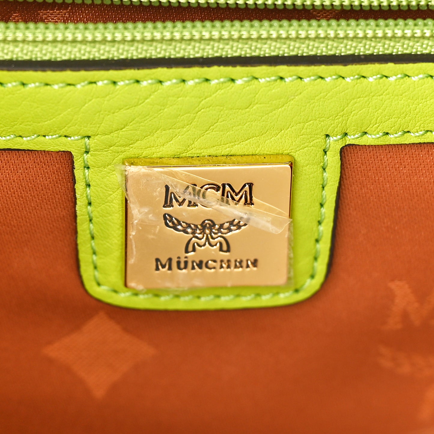 Visetos Double Zip Tote Cognac Green