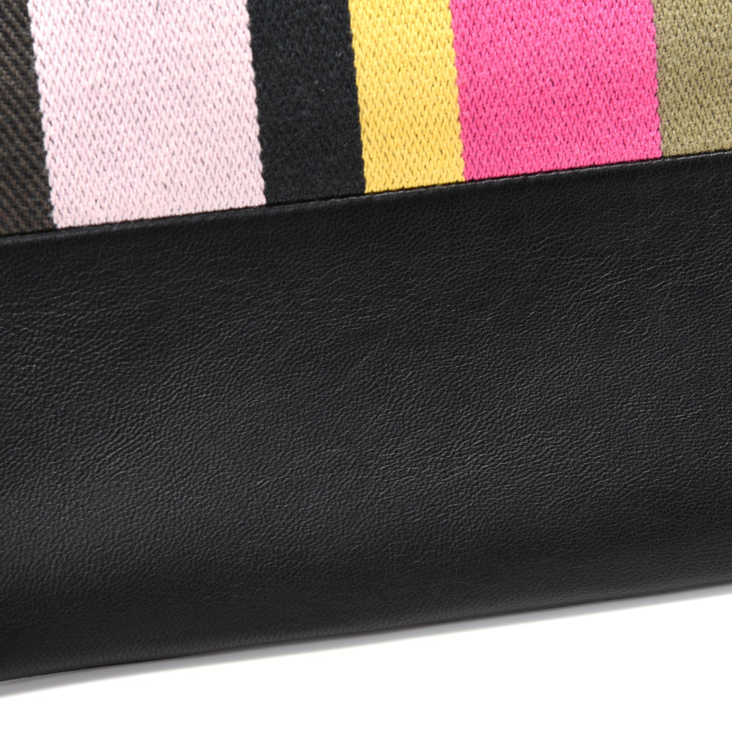 Cotton Canvas Lambskin Striped Solo Clutch Pouch Black