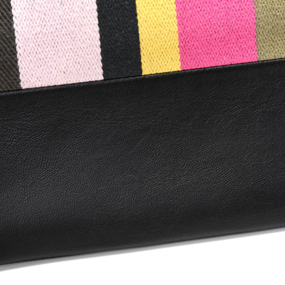 Celine Cotton Canvas Lambskin Striped Solo Clutch Pouch Black 13 of 15