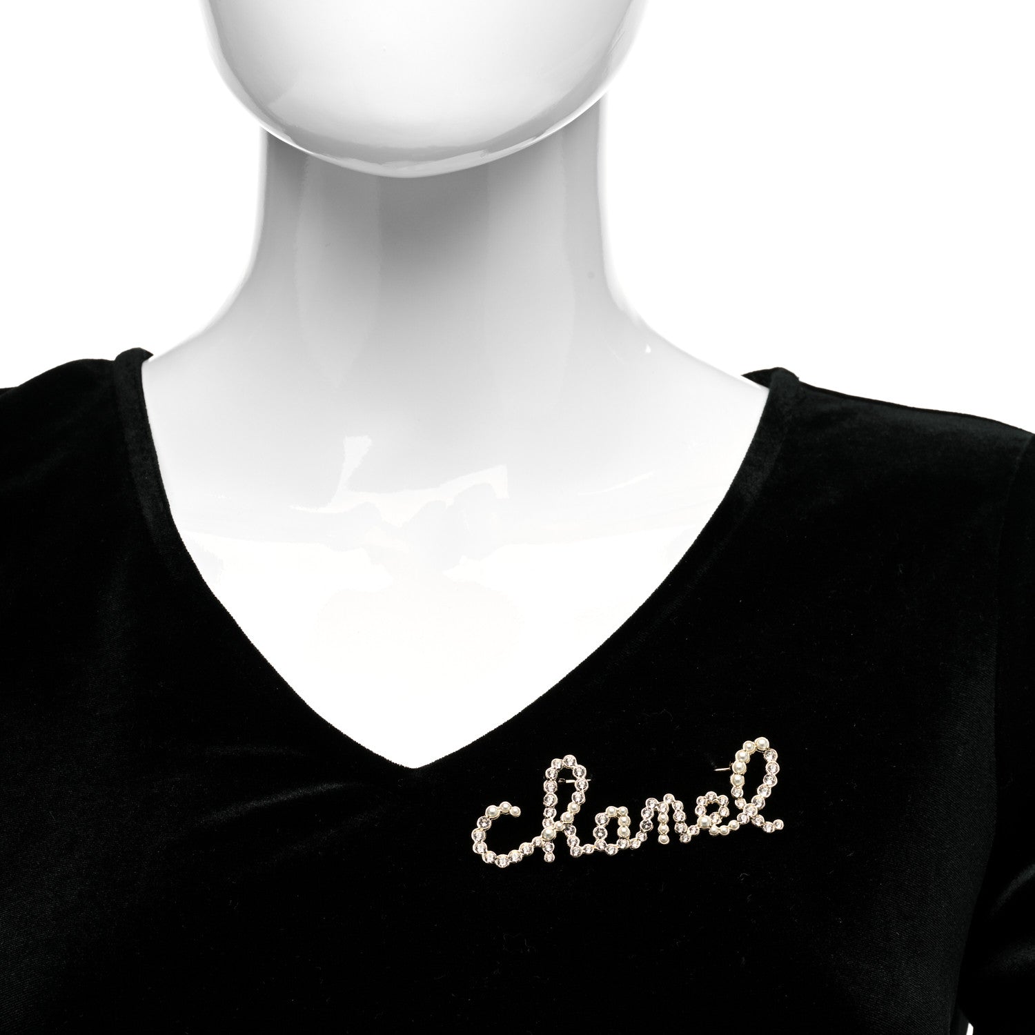 Chanel Metal Glass Swirling Pearls Brooch Pin Gold 2 of 4
