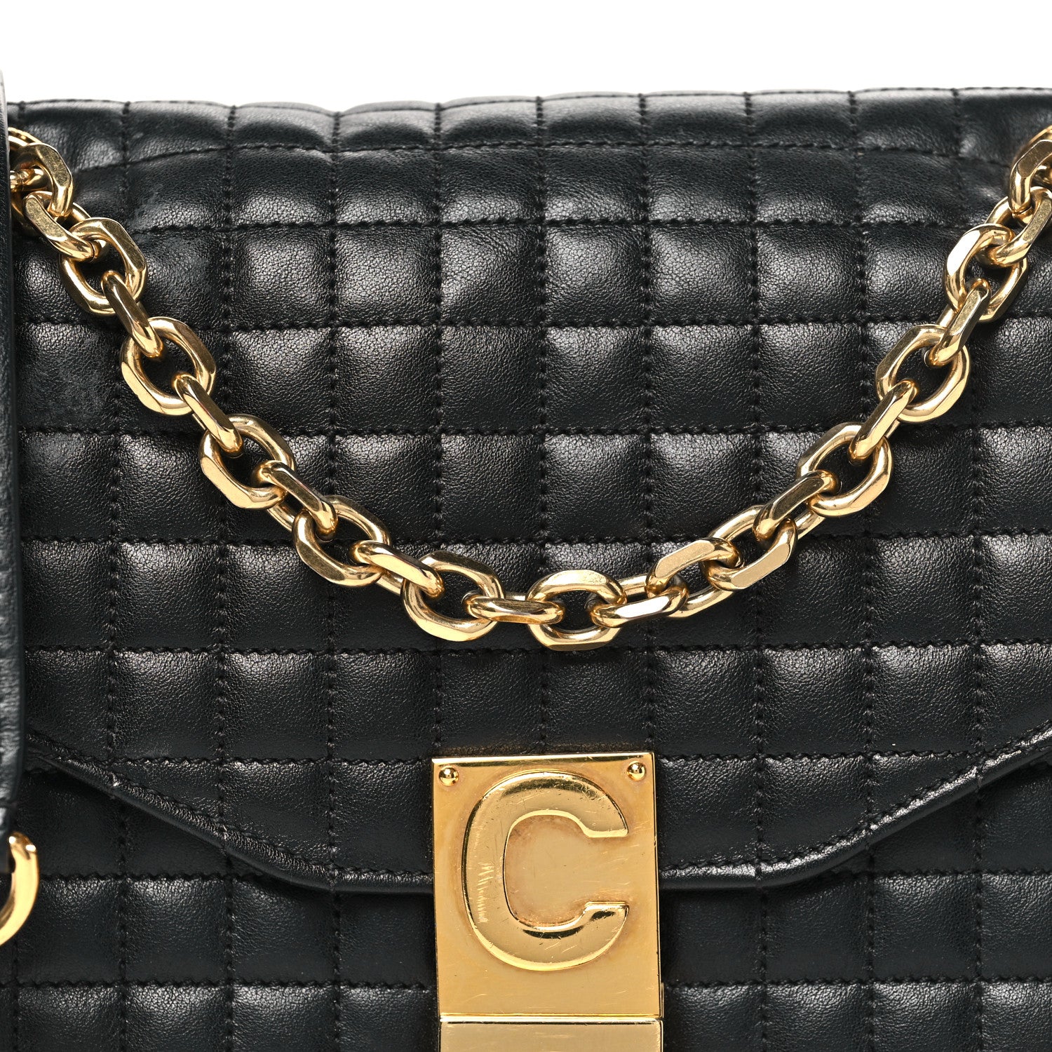 Celine Calfskin Quilted Medium C Bag Black 7 of 9