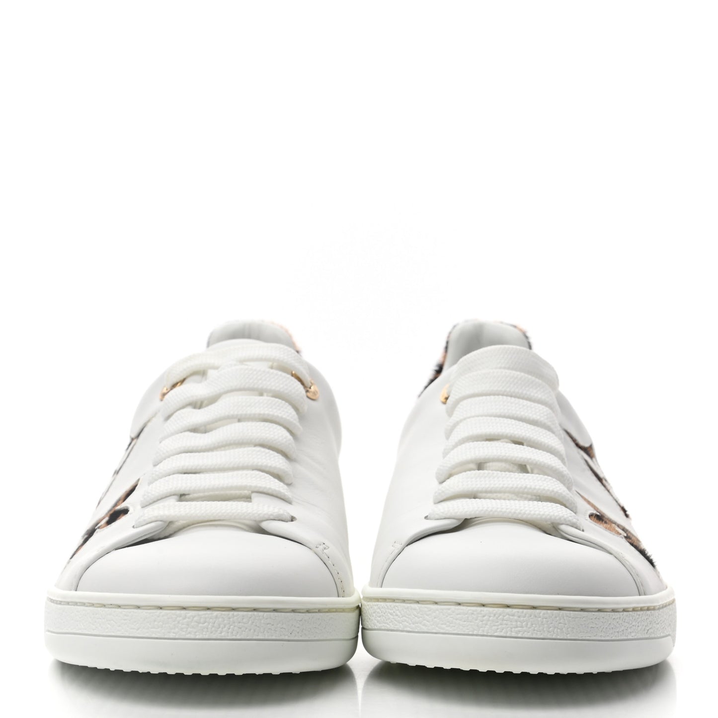 Calfskin Calf Hair Monogram Giant Jungle Frontrow Sneakers 39 White