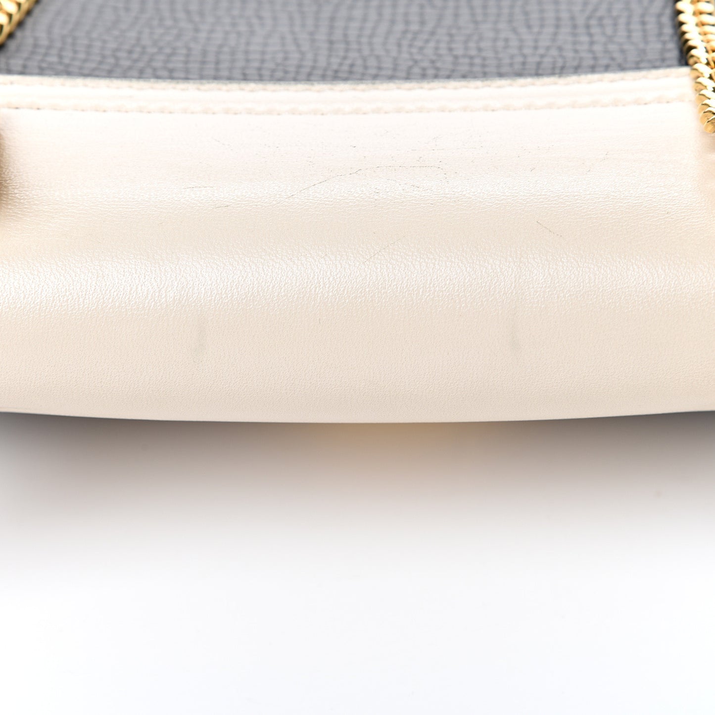 Grained Calfskin Lambskin Mini Bi-Color Drew Shoulder Bag Black Powder Beige