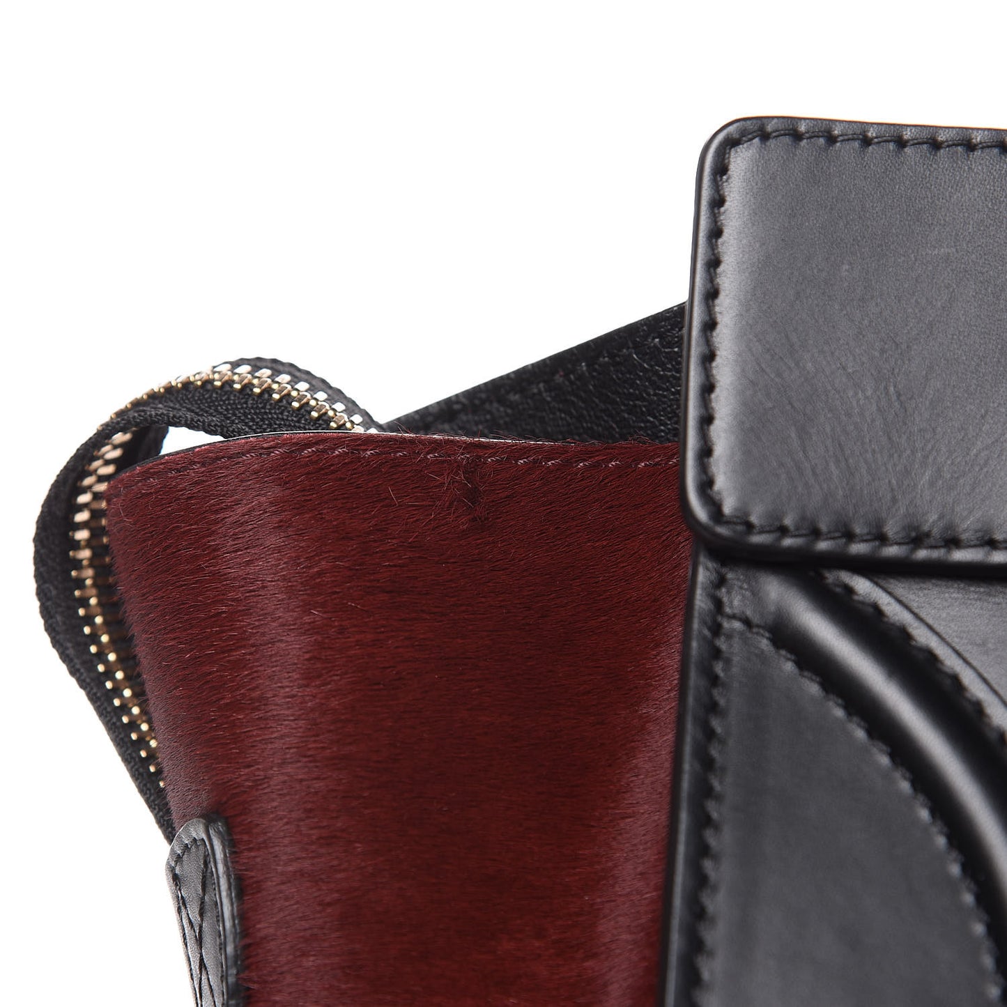 Pony Hair Mini Tri-Color Luggage Baby Blue Burgundy Black