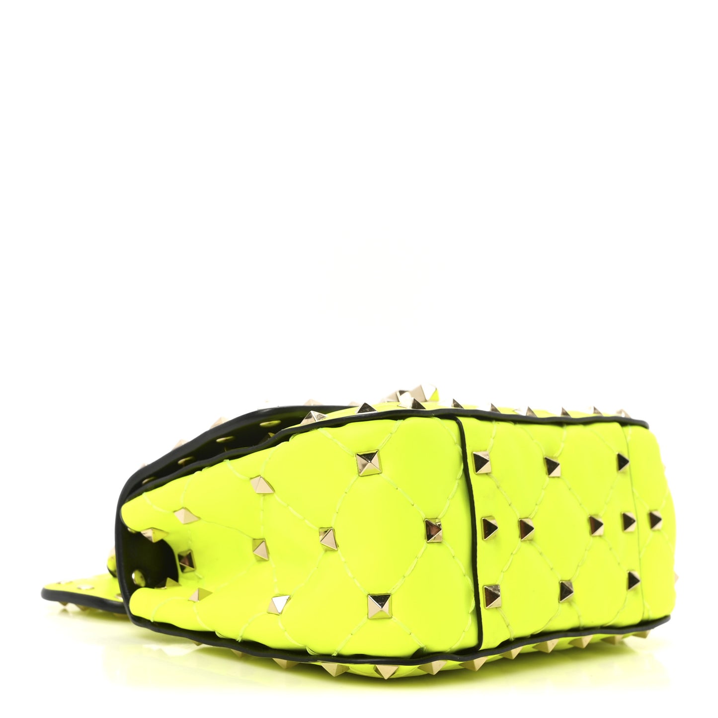 Calfskin Micro Rockstud Spike Shoulder Bag Lime
