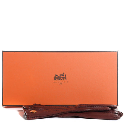 Hermes Lambskin Clous de Selle Gloves Rouge Chili 7.5 4 of 4