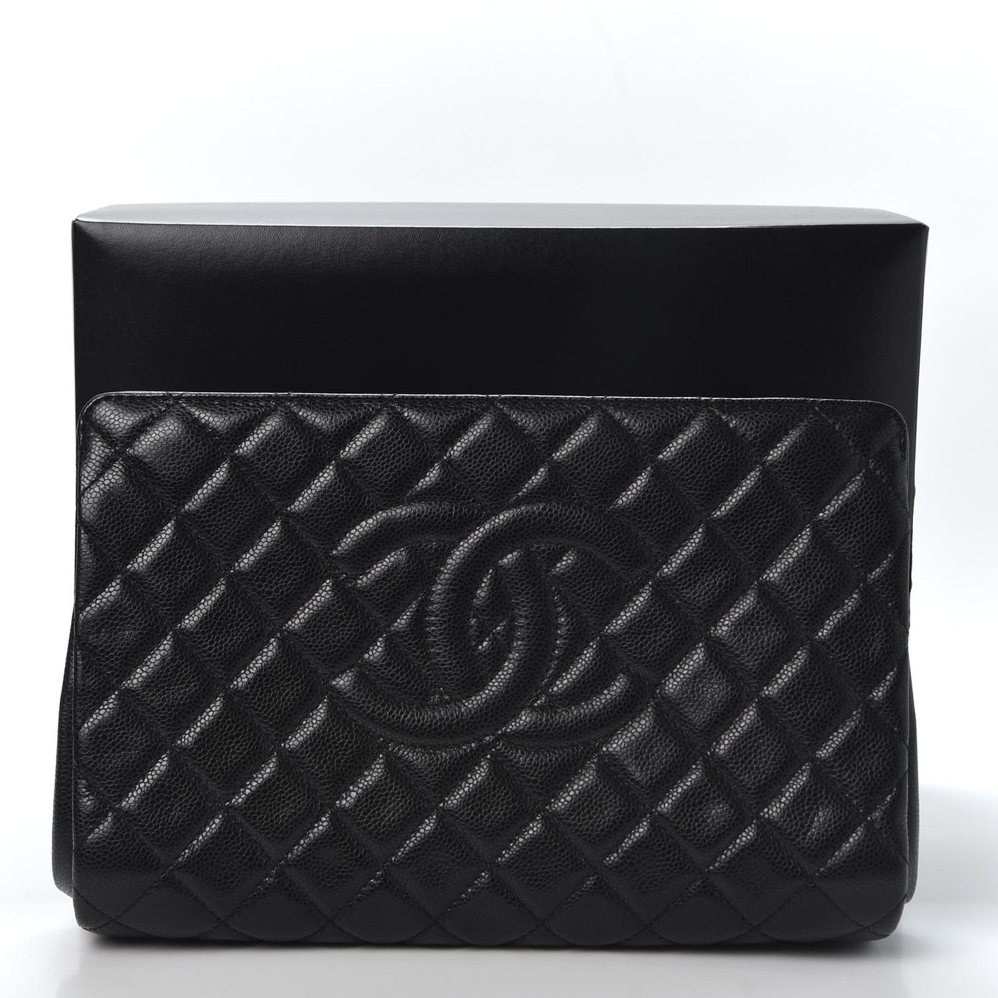 Caviar Quilted CC Large Clutch Black