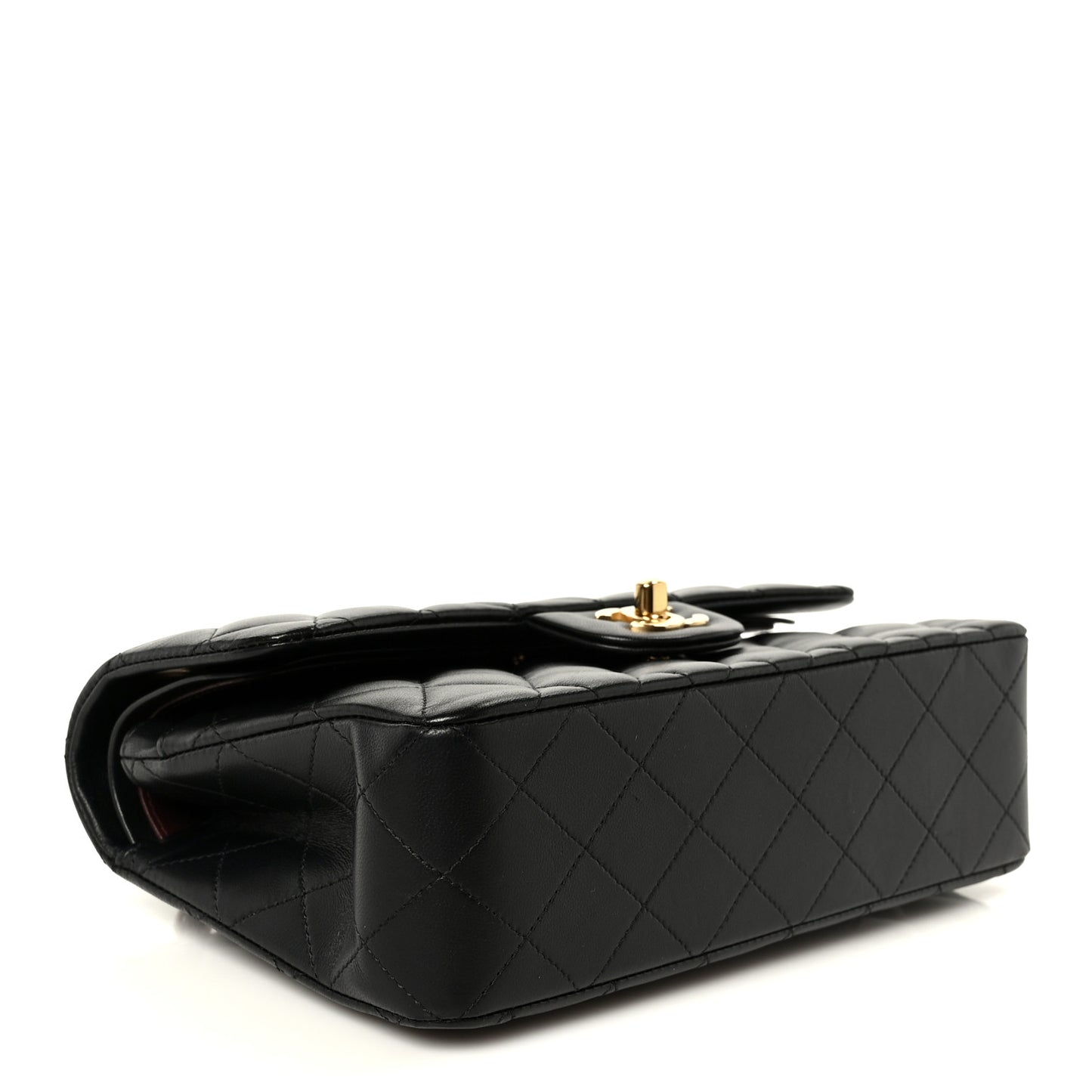 Lambskin Quilted Small Double Flap Black