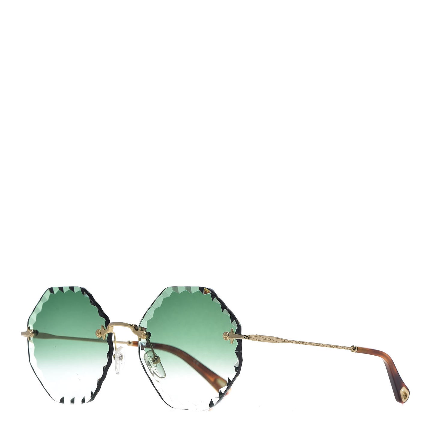 Rosie Bevelled Round Sunglasses CE142S Gold Gradient Green