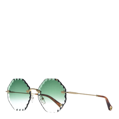 Chloe Rosie Bevelled Round Sunglasses CE142S Gold Gradient Green 1 of 7
