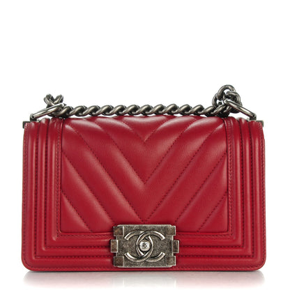 Chanel Calfskin Chevron Quilted Small Boy Flap Red 1 of 7