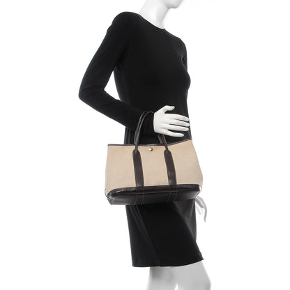 Hermes Toile Buffalo Garden Party Tote 30 TPM Marron Fonce 2 of 11