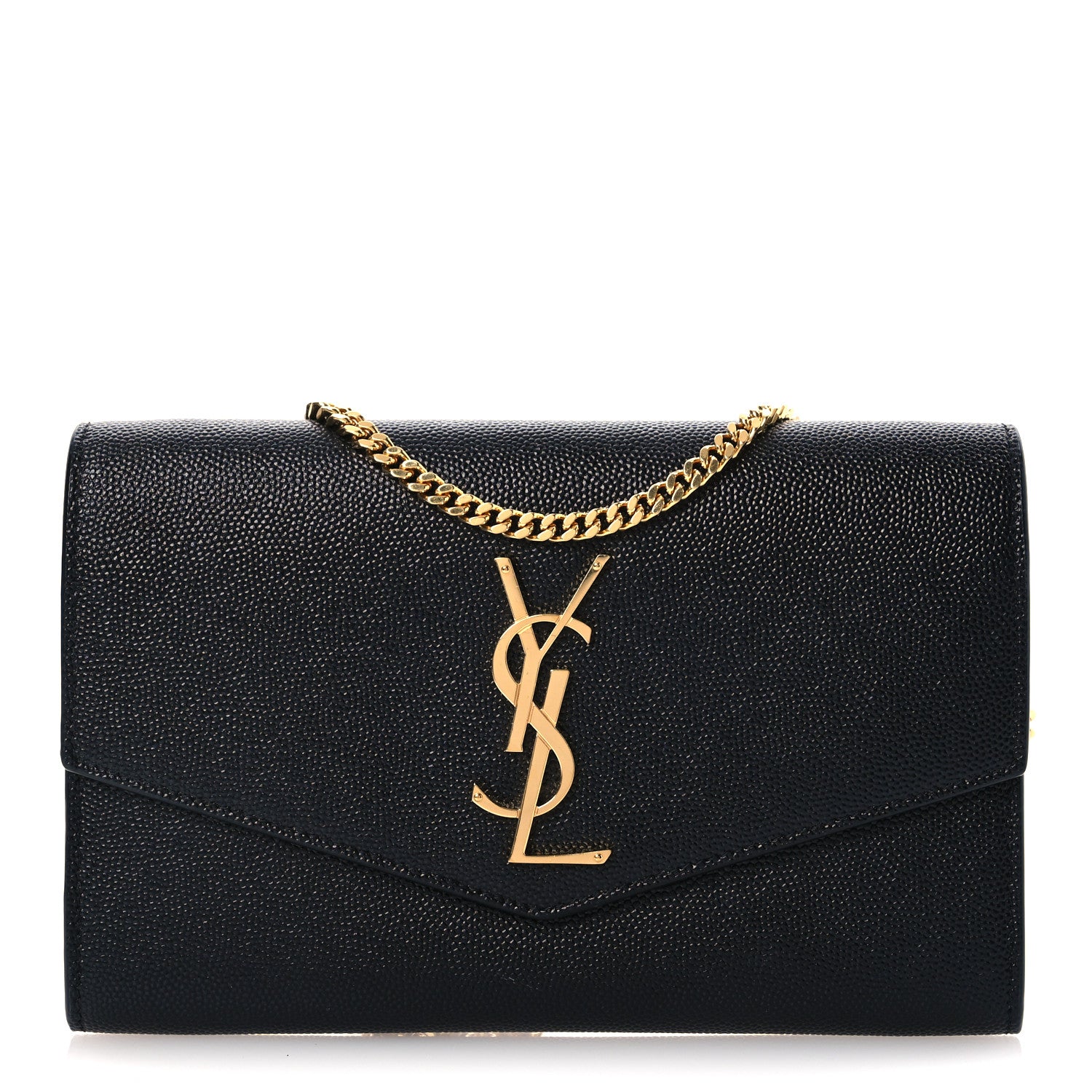 Saint Laurent Grain de Poudre Uptown Chain Wallet Black 1 of 14