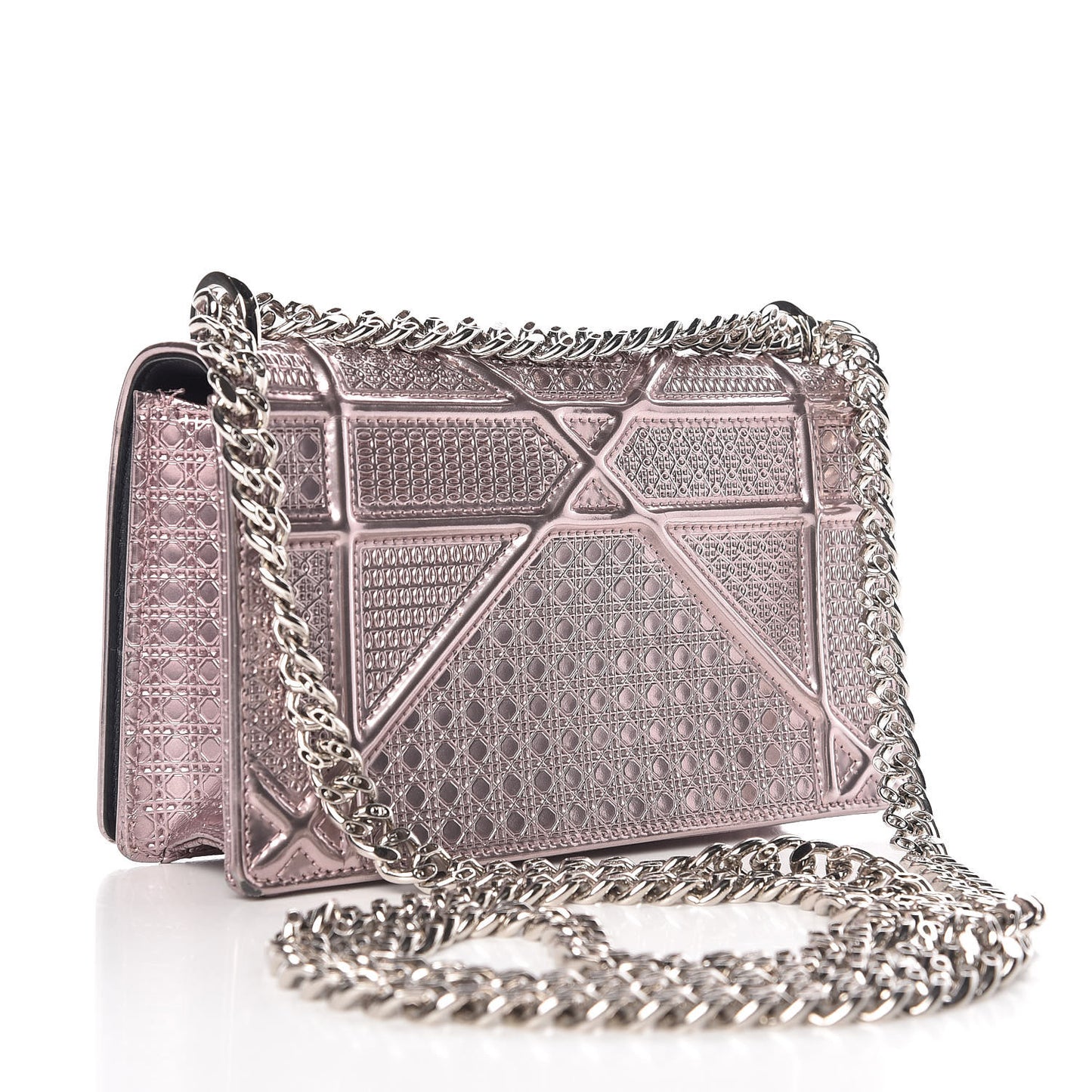 Metallic Patent Micro-Cannage Mini Diorama Flap Bag Hyper Pink