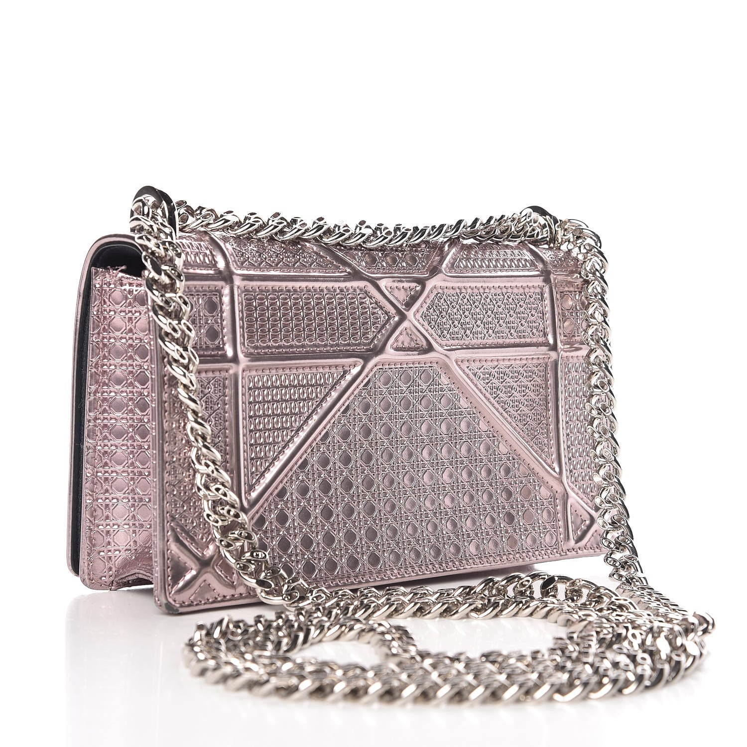Christian Dior Metallic Patent Micro-Cannage Mini Diorama Flap Bag Hyper Pink 3 of 14
