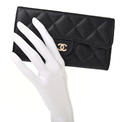 Chanel Caviar Quilted Medium Gusset Flap Wallet Black 2 of 8
