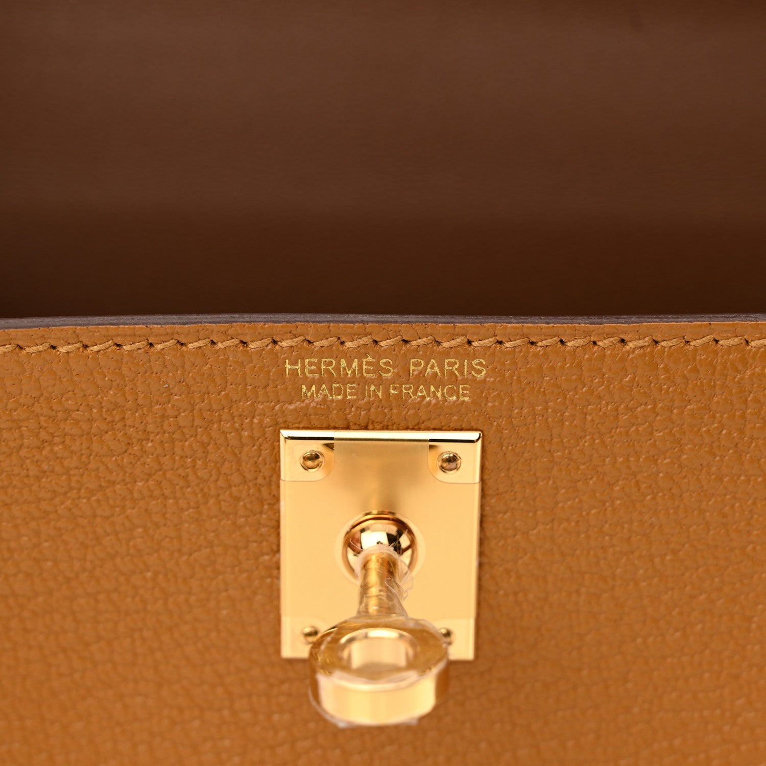 Hermes Chevre Mysore Verso Mini Kelly Sellier 20 Caramel Cacao 7 of 12