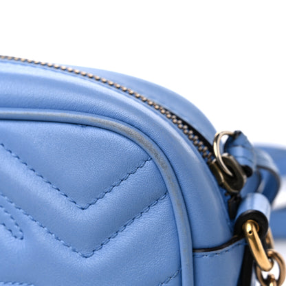 Gucci Calfskin Matelasse Mini GG Marmont Chain Shoulder Bag Clear Sky Blue 14 of 18