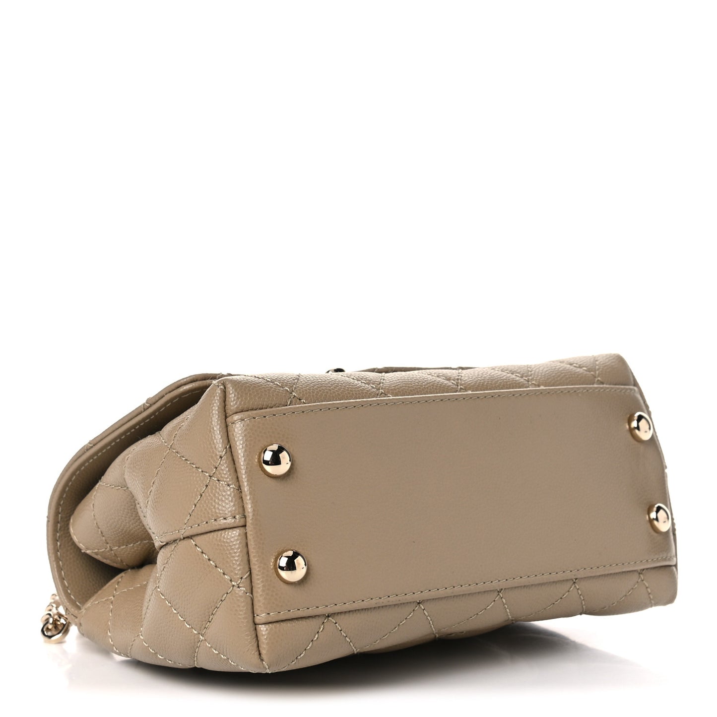 Caviar Lizard Embossed Quilted Extra Mini Coco Handle Flap Dark Beige