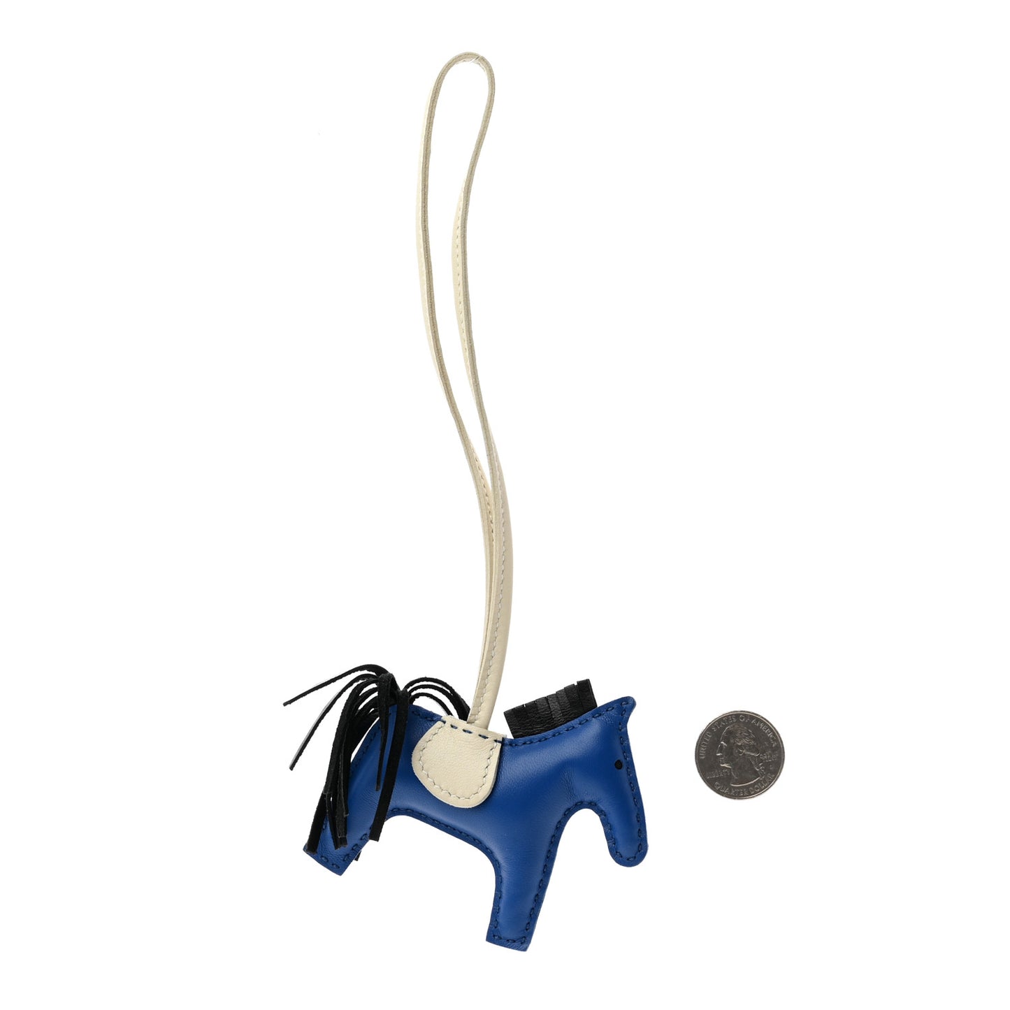 Milo Lambskin Grigri Rodeo Horse Bag Charm PM Bleu France Black Craie